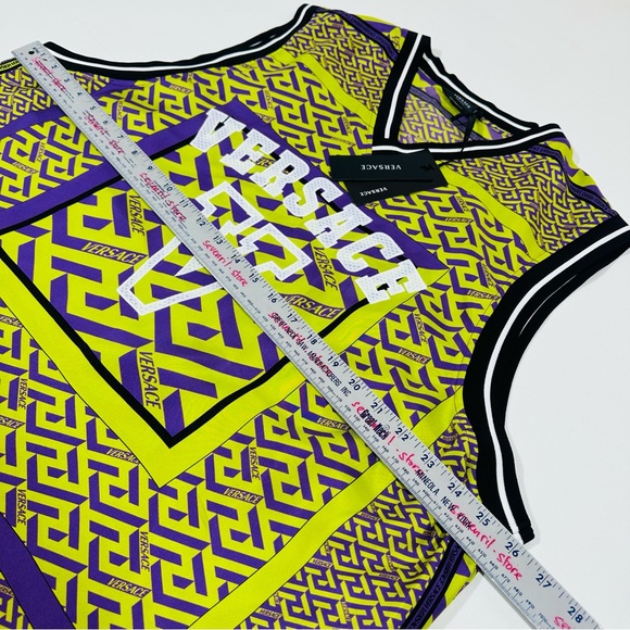 Versace La Greca Logo Silk Basketball Jersey Tank Top Size XL - Picture 12 of 14